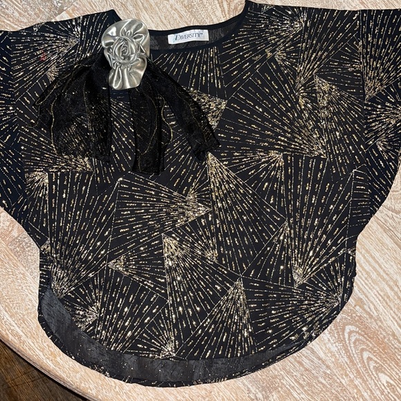Vintage diversity black sheer glitter blouse lame 70s 80s - Picture 2 of 8